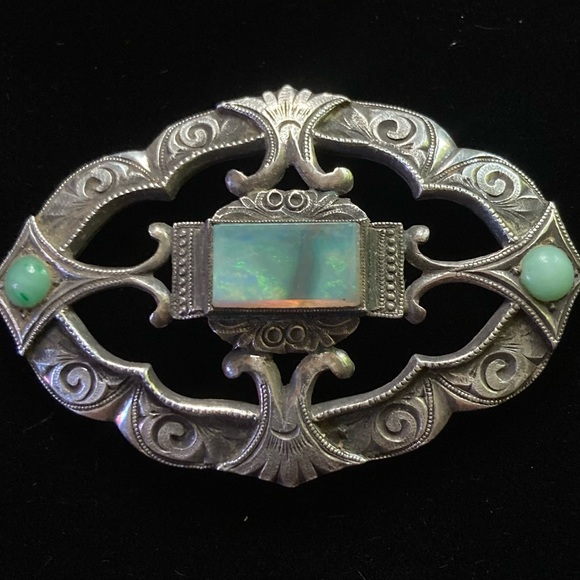 Antique silver and boulder opal pendant - Picture 11 of 14